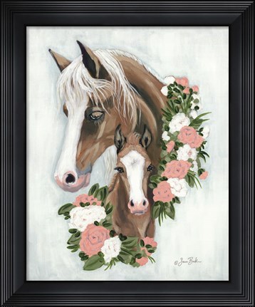 Framed Floral Ponies Print
