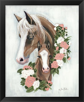 Framed Floral Ponies Print