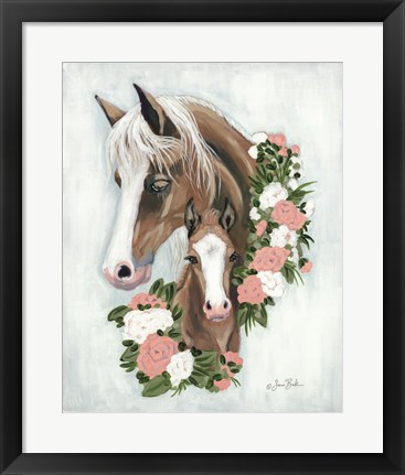 Framed Floral Ponies Print