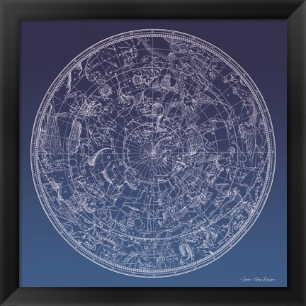 Framed Constellations Map II Print