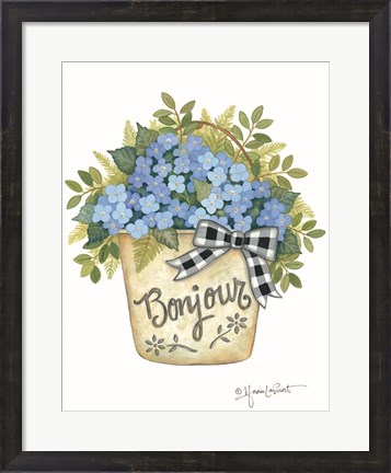 Framed Hydrangeas Bonjour Print