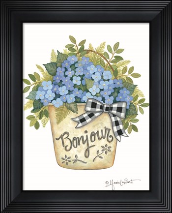Framed Hydrangeas Bonjour Print