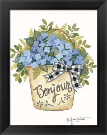 Framed Hydrangeas Bonjour Print