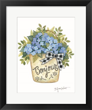 Framed Hydrangeas Bonjour Print