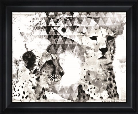 Framed Modern Black &amp; White Cheetahs Print