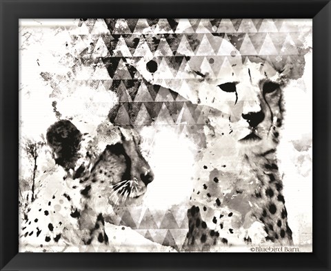 Framed Modern Black &amp; White Cheetahs Print