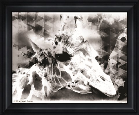 Framed Modern Black &amp; White Giraffe Print