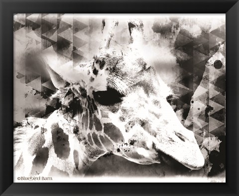 Framed Modern Black &amp; White Giraffe Print