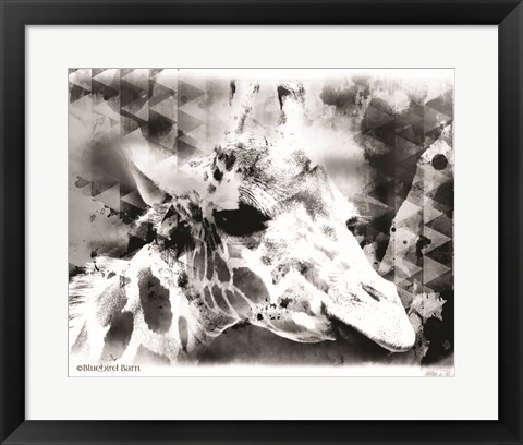 Framed Modern Black &amp; White Giraffe Print