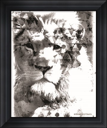 Framed Modern Black &amp; White Lion Print
