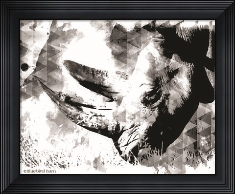 Framed Modern Black &amp; White Rhino Print