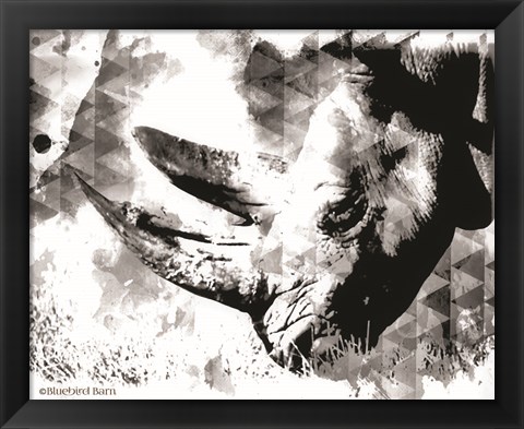 Framed Modern Black &amp; White Rhino Print