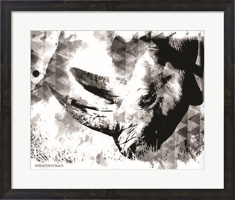 Framed Modern Black &amp; White Rhino Print