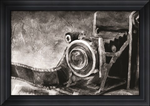 Framed Vintage Camera Black and White Print