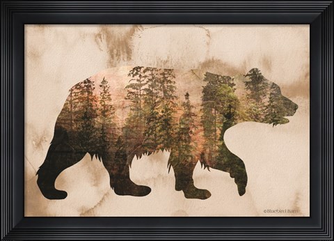 Framed Brown Woods Bear Silhouette Print