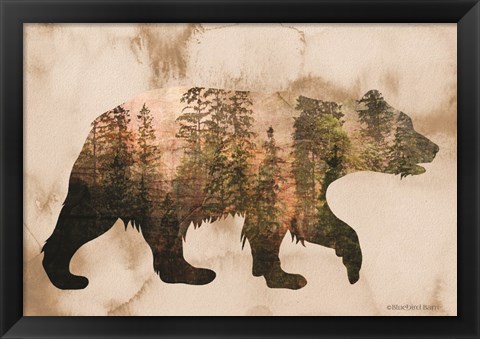 Framed Brown Woods Bear Silhouette Print