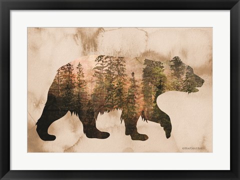 Framed Brown Woods Bear Silhouette Print