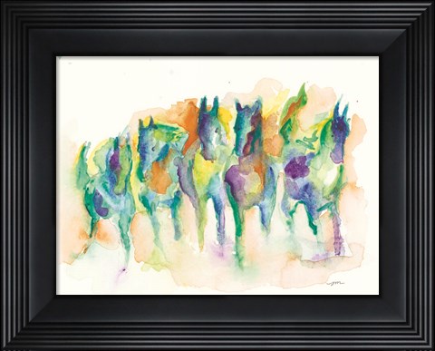 Framed Watercolor Horses Print