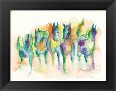 Framed Watercolor Horses Print