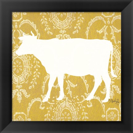 Framed Cow Silhouette Print