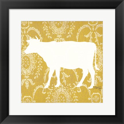 Framed Cow Silhouette Print