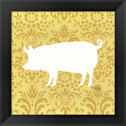 Framed Pig Silhouette Print