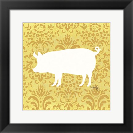 Framed Pig Silhouette Print