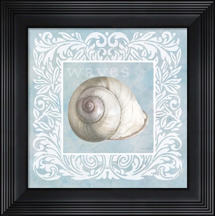 Framed Sandy Shells Blue on Blue Snail Print