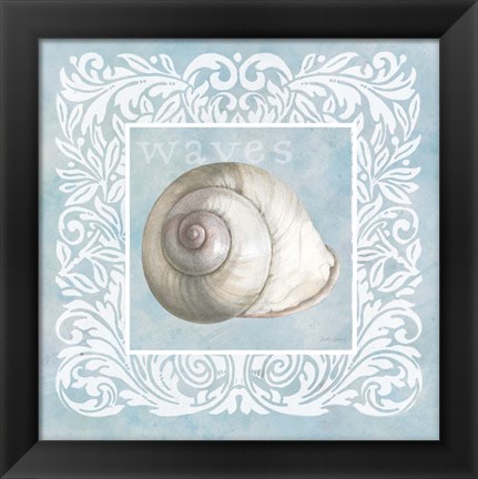 Framed Sandy Shells Blue on Blue Snail Print