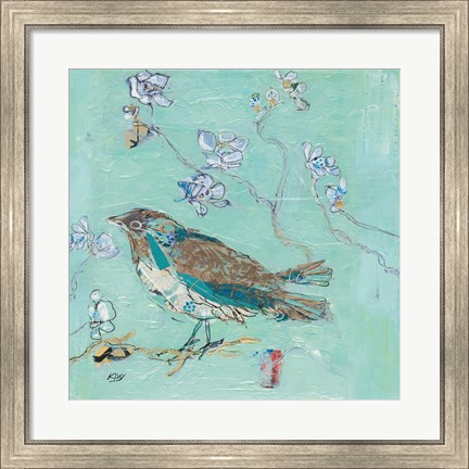 Framed Aqua Bird with Teal Print