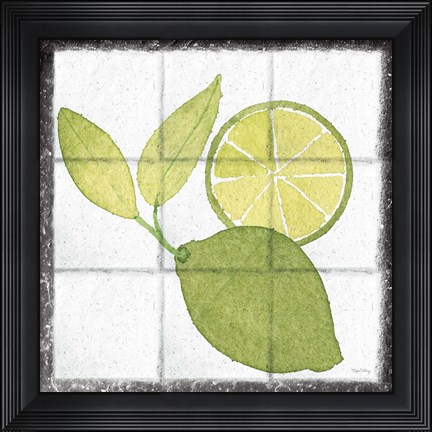Framed Citrus Tile VII Black Border Print