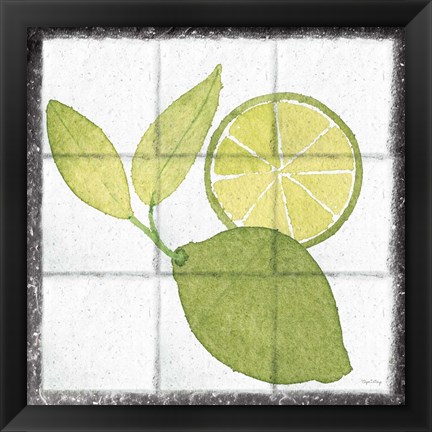 Framed Citrus Tile VII Black Border Print