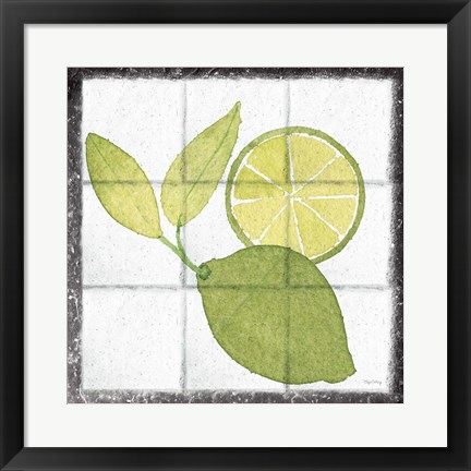 Framed Citrus Tile VII Black Border Print