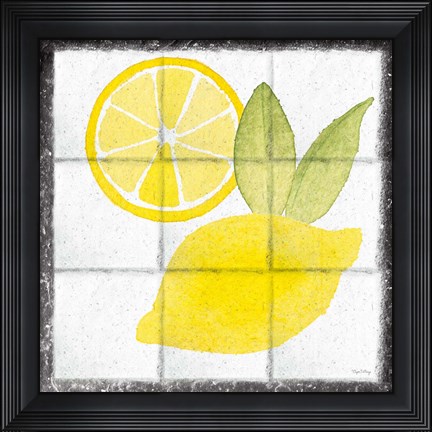Framed Citrus Tile VI Black Border Print