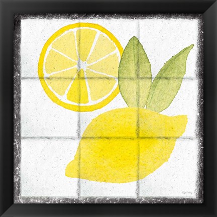 Framed Citrus Tile VI Black Border Print