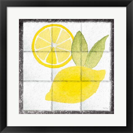 Framed Citrus Tile VI Black Border Print