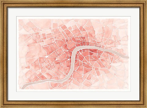 Framed Watercolor Wanderlust London Coral Print