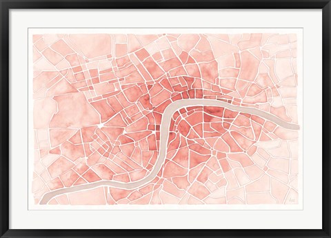 Framed Watercolor Wanderlust London Coral Print