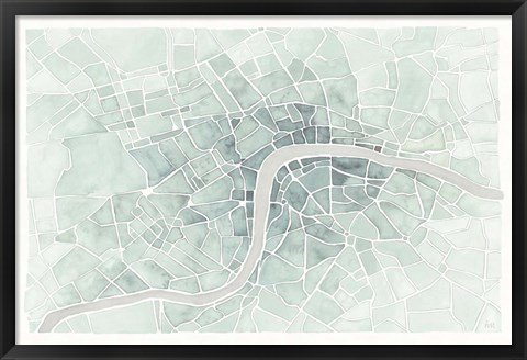 Framed Watercolor Wanderlust London Mint Print