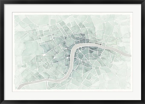 Framed Watercolor Wanderlust London Mint Print