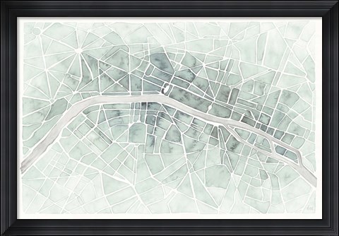 Framed Watercolor Wanderlust Paris Mint Print