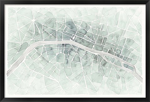 Framed Watercolor Wanderlust Paris Mint Print