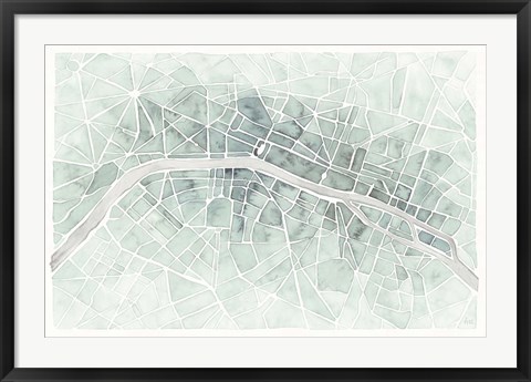 Framed Watercolor Wanderlust Paris Mint Print