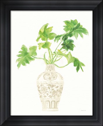 Framed Palm Chinoiserie III Cream Print