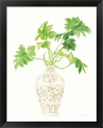 Framed Palm Chinoiserie III Cream Print