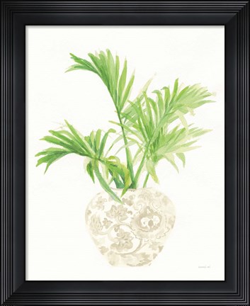 Framed Palm Chinoiserie II Cream Print