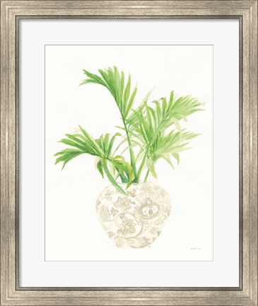 Framed Palm Chinoiserie II Cream Print
