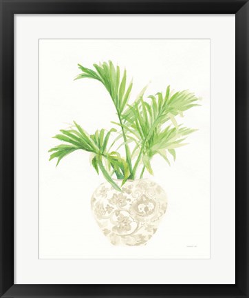 Framed Palm Chinoiserie II Cream Print