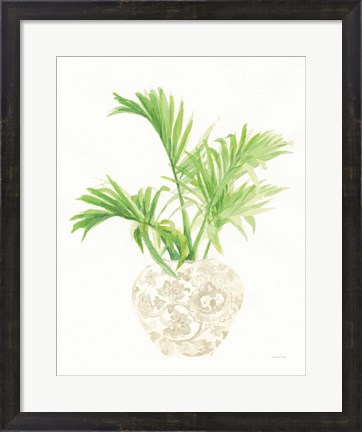 Framed Palm Chinoiserie II Cream Print