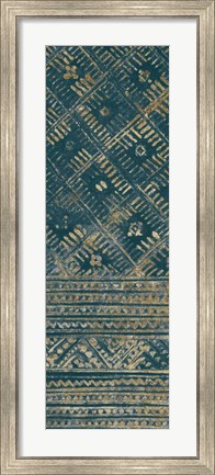Framed Indochina Batik II Teal and Gold Print